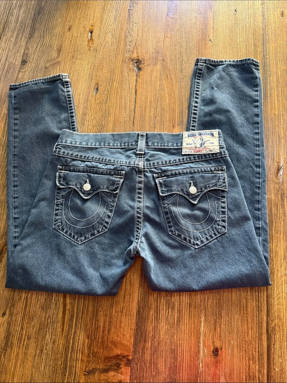 True Religion Skinny Indigo Blue Denim Jeans with Branded Button